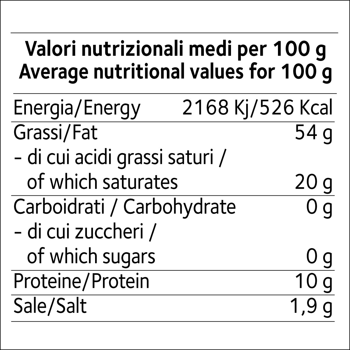 valori nutrizionali Pancetta - 3 vaschette da 90 g