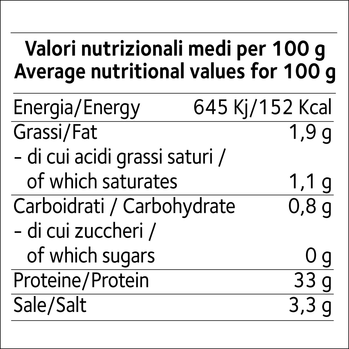 valori nutrizionali Bresaola - 3 vaschette da 90 g