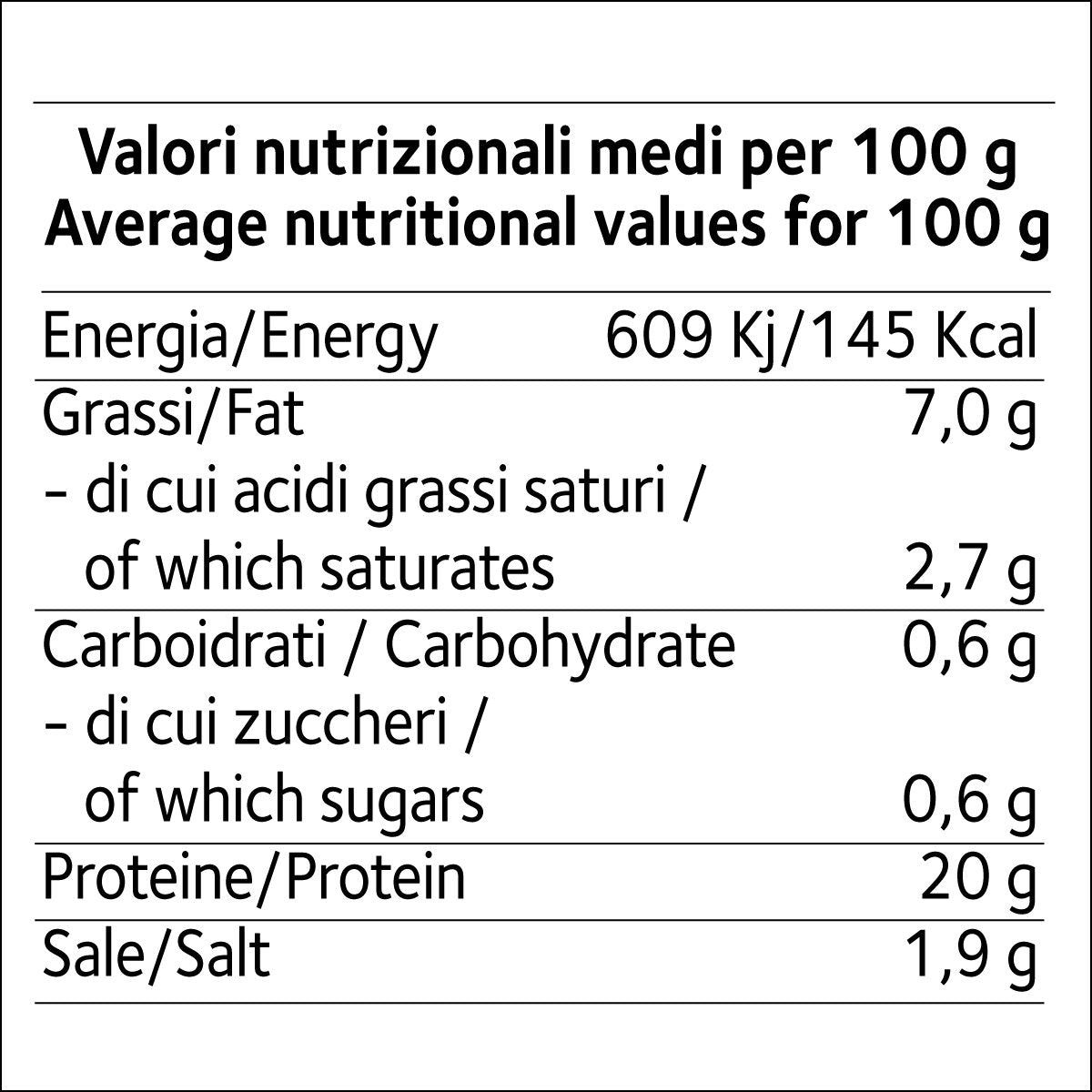 valori nutrizionali Prosciutto Cotto di Alta Qualità IL FERRARINI - 3 vaschette da 100 g
