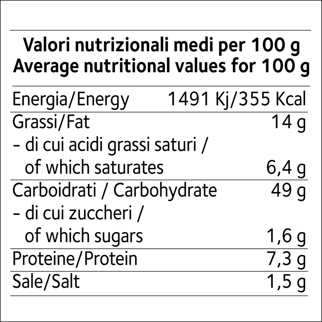 tabella nutrizionale piadina